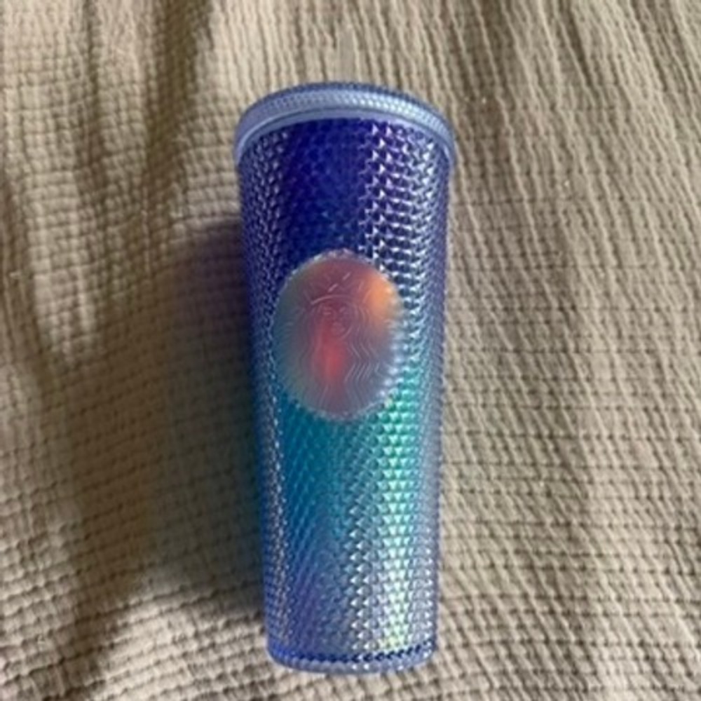 Starbucks 24oz Blue Teal Iridescent Ombre Studded‎ Venti Cold Cup w Straw Lid